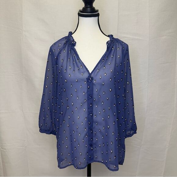 PRICED TO SELL!! French Connection Blue Sheer Blouse, Size S - Picture 8 of 15